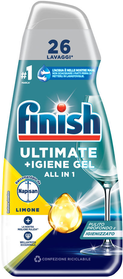 Finish Ultimate + Igiene Gel Napisan Lemon Gel Lavastoviglie 26 Lavaggi -