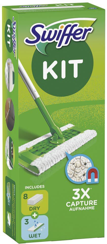 Swiffer Starter Kit Scopa Lavapavimenti + 11 Panni -