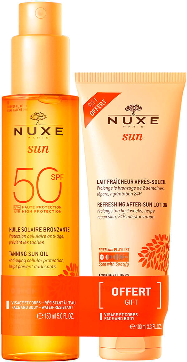 nuxe sun set huile solaire bronzante 50 spf