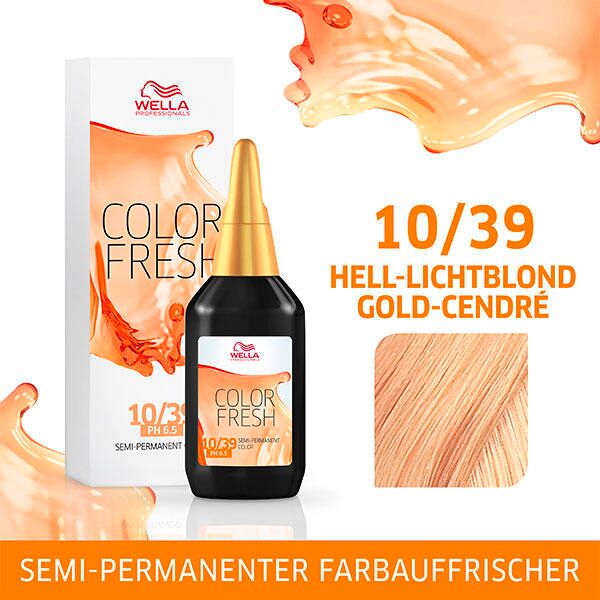 wella color fresh ph 6.5 - acid 10/39 biondo chiaro oro cendré, 75 ml