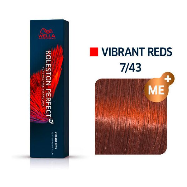 wella koleston perfect vibrant reds 7/43 biondo medio rosso oro, 60 ml