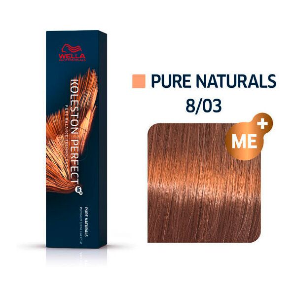 wella koleston perfect me+ pure naturals 8/03 biondo chiaro oro naturale, 60 ml