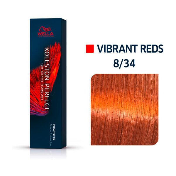 wella koleston perfect vibrant reds 8/34 biondo chiaro oro rosso, 60 ml