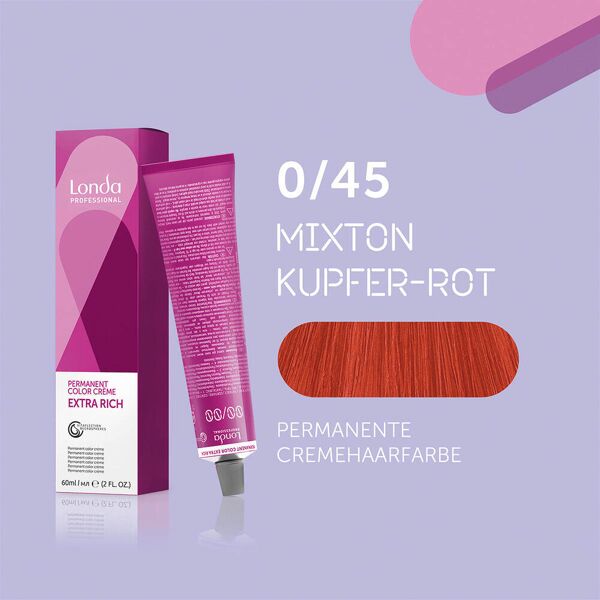 londa colore per capelli in crema permanente extra rich 0/45 mixton copper red, tubo da 60 ml