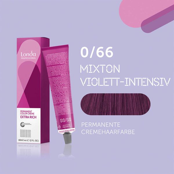 londa colore per capelli in crema permanente extra rich 0/66 mixton violet intensive , tubo 60 ml