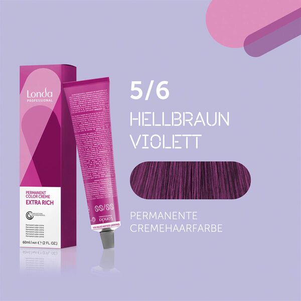 londa colore per capelli in crema permanente extra rich 5/6 light brown violet, tubo da 60 ml