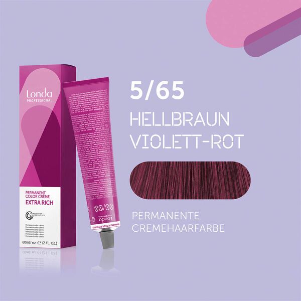 londa colore per capelli in crema permanente extra rich 5/65 light brown violet red, tubo da 60 ml