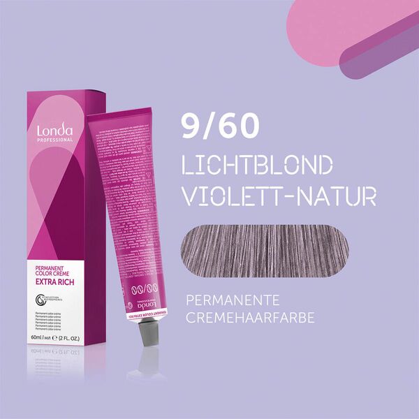 londa colore per capelli in crema permanente extra rich 9/60 violet nature, tubo da 60 ml