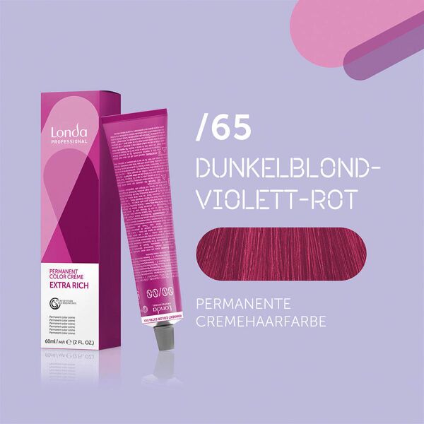 londa colore per capelli in crema permanente extra rich /65 mixton pastel violet red, tubo da 60 ml