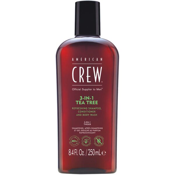 american crew 3in1 tea tree shampoo, conditioner & body wash 250 ml