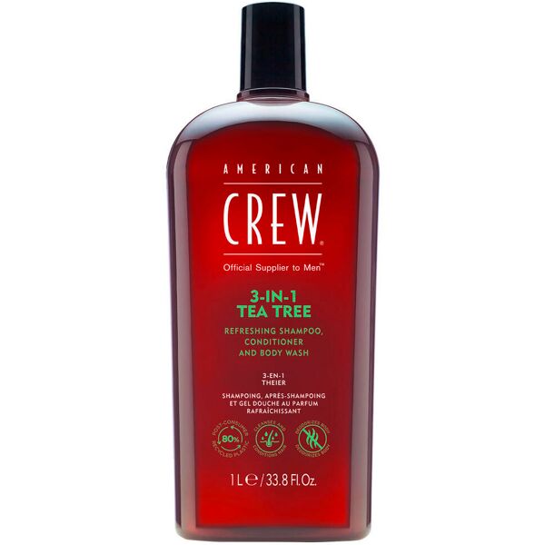 american crew 3in1 tea tree shampoo, conditioner & body wash 1 liter