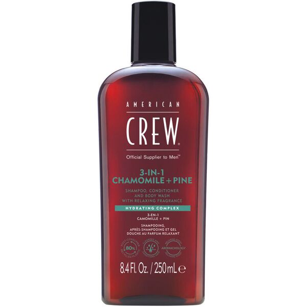 american crew 3in1 chamomile & pine shampoo, conditioner & body wash 250 ml