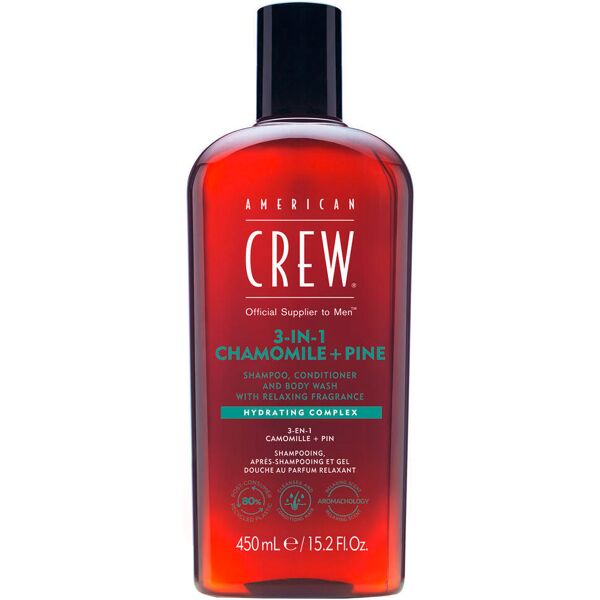 american crew 3in1 chamomile & pine shampoo, conditioner & body wash 450 ml