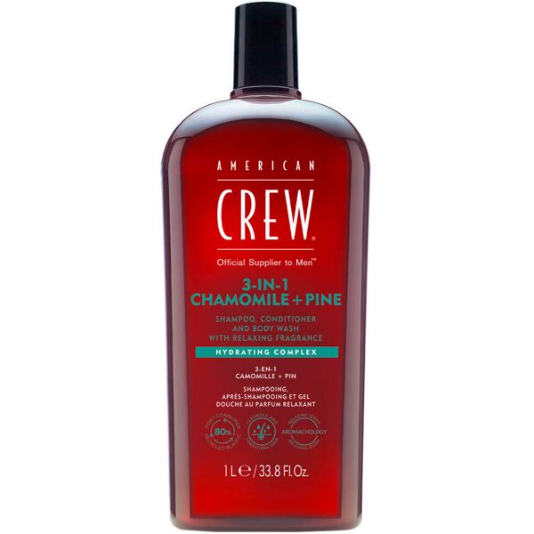 american crew 3in1 chamomile & pine shampoo, conditioner & body wash 1 liter