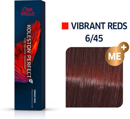 wella koleston perfect vibrant reds 6/45 biondo scuro rosso mogano, 60 ml