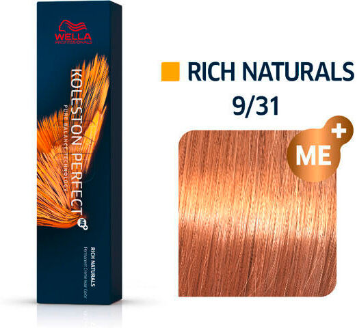 wella koleston perfect rich naturals 9/31 biondo chiaro oro cenere, 60 ml