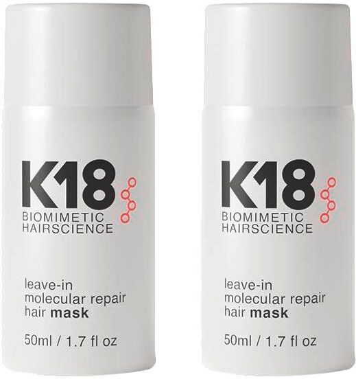 k18 biomimetic hairscience leave-in molecular repair hair mask set 2x50 ml