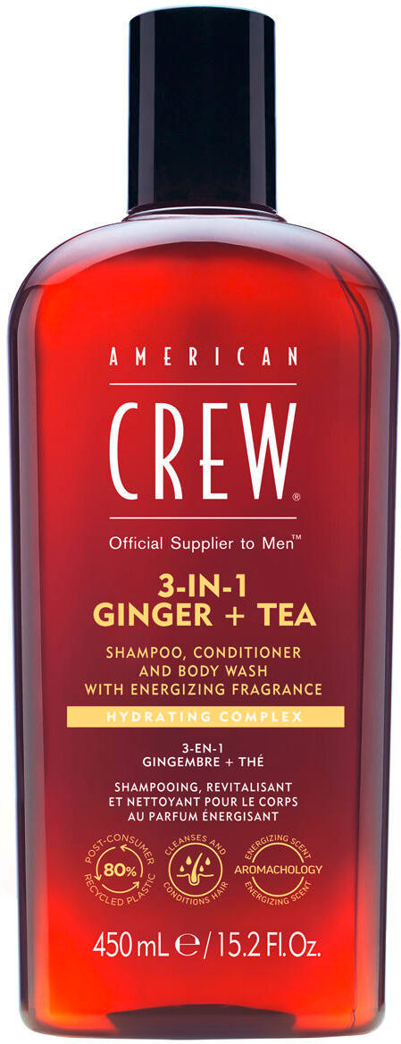 american crew 3in1 ginger & tea shampoo, conditioner & body wash 450 ml