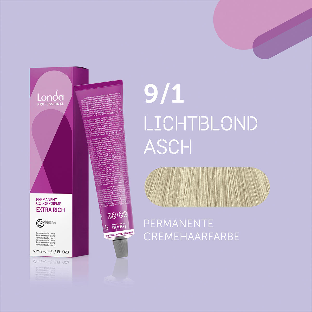 Londa Colore per capelli in crema permanente Extra Rich 9/1 Frassino biondo chiaro, tubo 60 ml