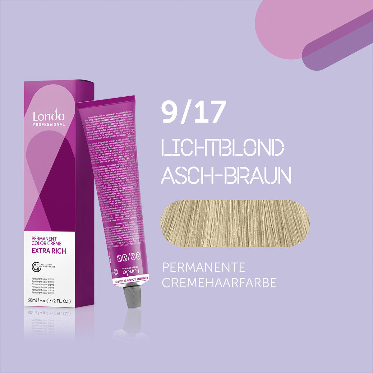 Londa Colore per capelli in crema permanente Extra Rich 9/17 Biondo chiaro marrone cenere, tubo 60 ml