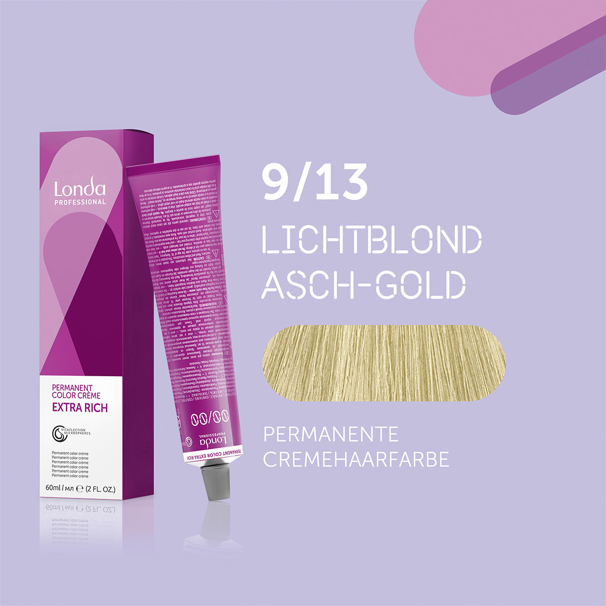 Londa Colore per capelli in crema permanente Extra Rich 9/13 Biondo Chiaro Cenere Oro, Tubo 60 ml