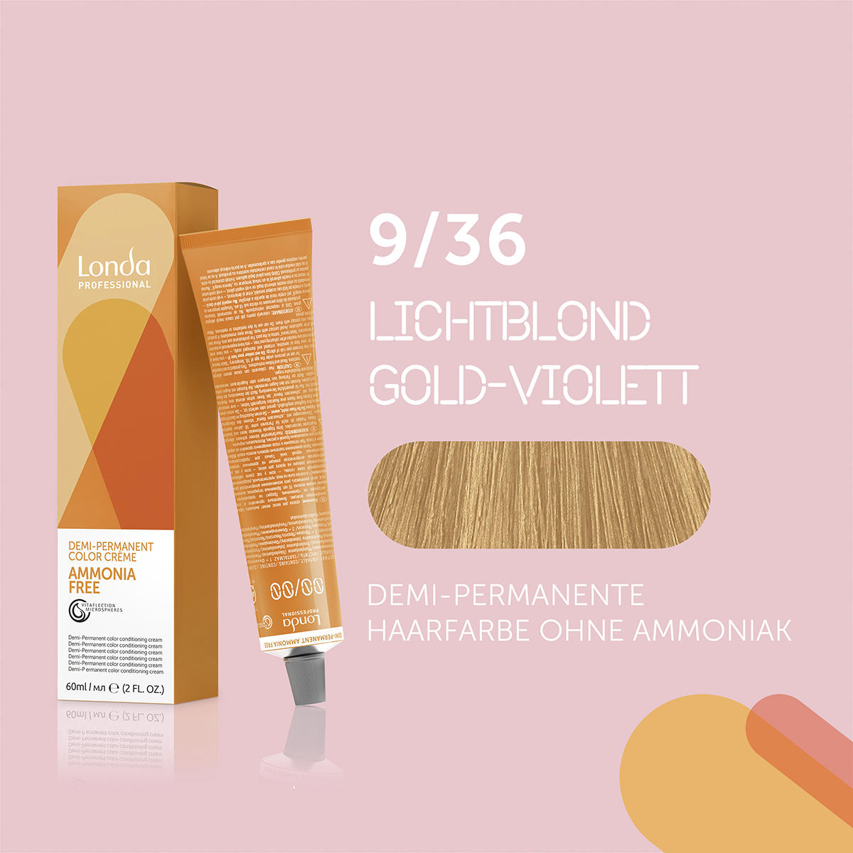 Londa Colore demi-permanente in crema senza ammoniaca 9/36 Light Blonde Gold Violet, Tubo 60 ml
