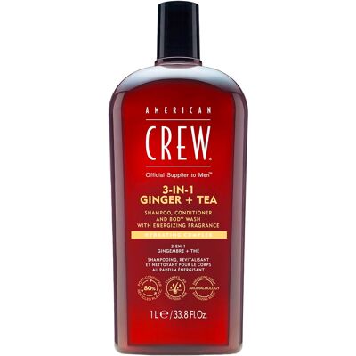 American Crew Zenzero + Tè 3-in-1 Shampoo, Balsamo e Gel Doccia - Uomo American Crew Zenzero + Tè 3-in-1 Shampoo, Balsamo e Gel Doccia - Uomo