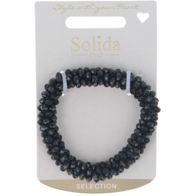 Solida Cravatta per capelli nera con strass Solida Cravatta per capelli nera con strass