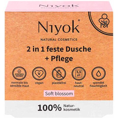 Niyok 2 in 1 doccia solida + cura - Soft blossom 80 g Niyok 2 in 1 doccia solida + cura - Soft blossom 80 g