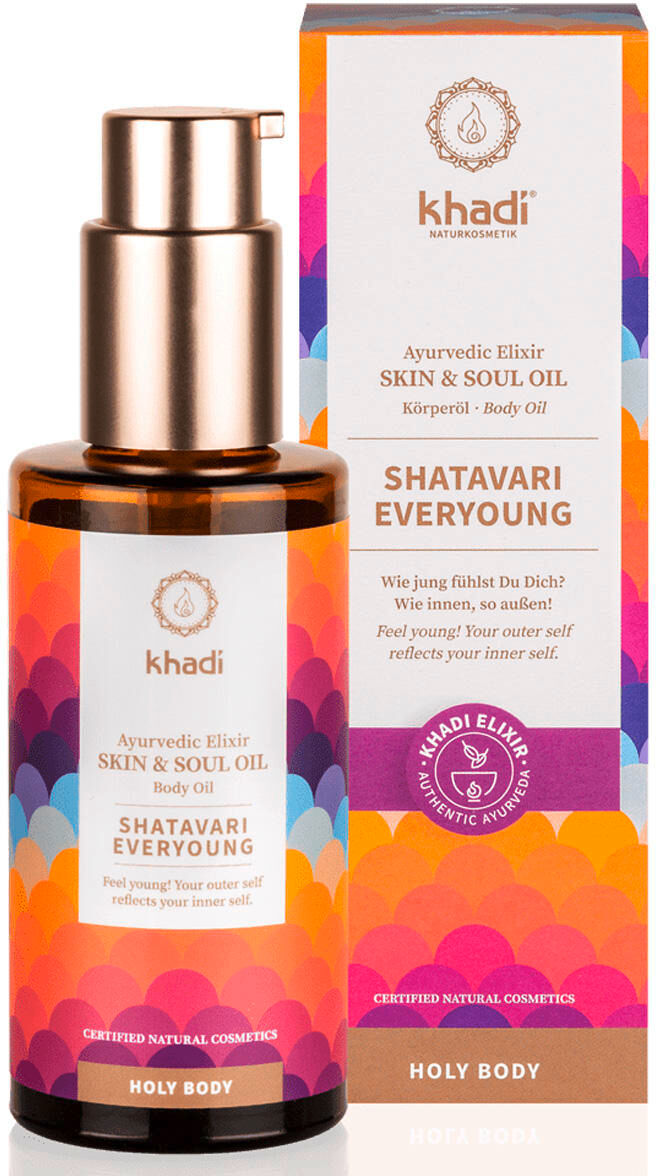 khadi holy body elisir ayurvedico pelle e anima olio per il corpo shatavari everyoung 100 ml