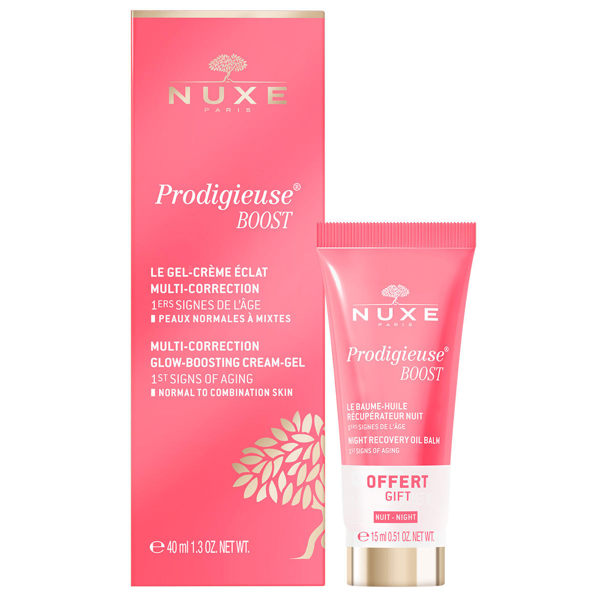 nuxe prodigieuse boost cream-gel and oil balm set
