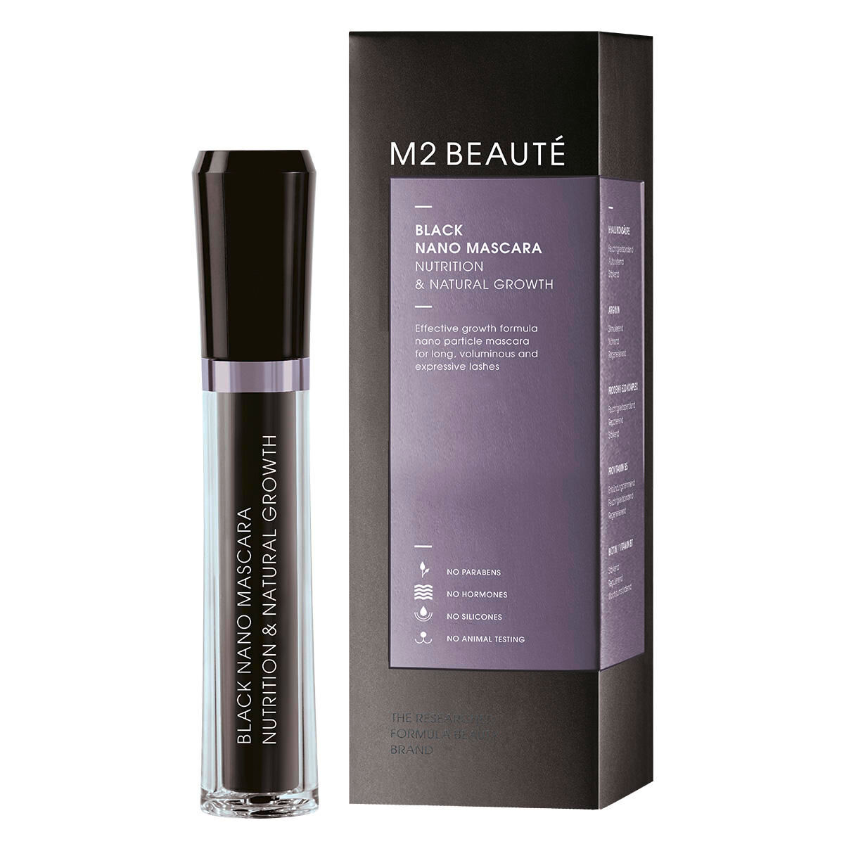 m2 beauté black nano mascara nutrition & natural growth 6 ml