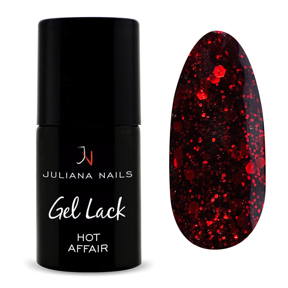 juliana nails gel lack glitter/shimmer hot affair, flasche 6 ml una relazione bollente