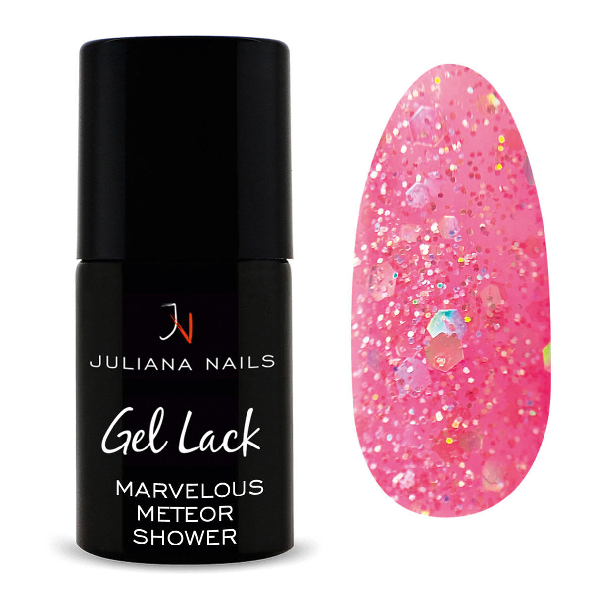 juliana nails gel lack glitter/shimmer marvelous meteor shower, flasche 6 ml meravigliosa pioggia di meteore