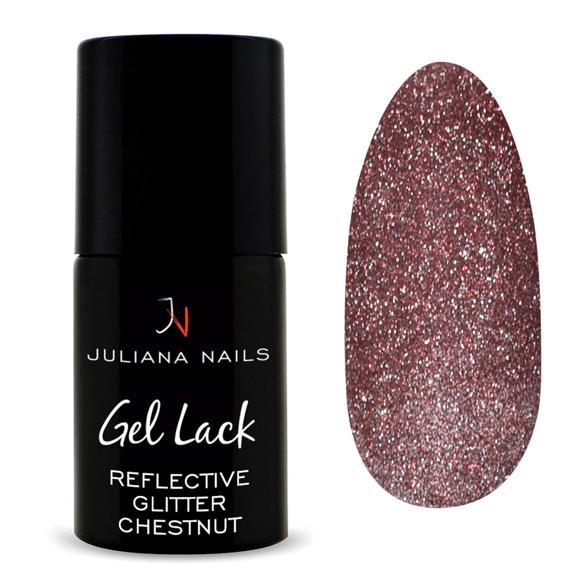 juliana nails gel lack glitter/shimmer reflective glitter chestnut, flasche 6 ml castano glitterato riflettente