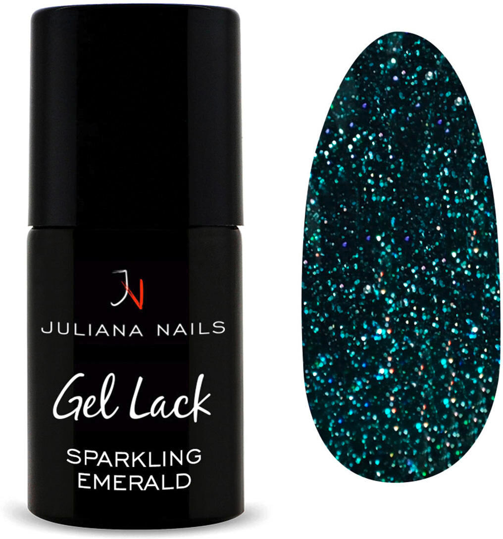 juliana nails gel lack glitter/shimmer sparkling emerald, flasche 6 ml smeraldo scintillante