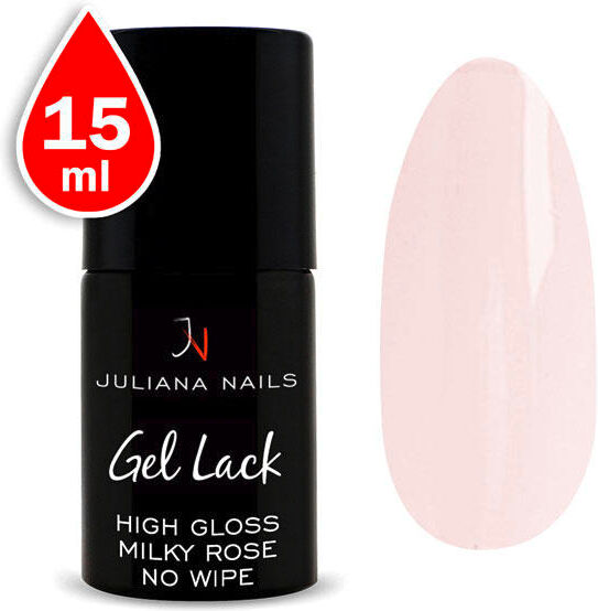 Juliana Nails Gel Lack High Gloss Finish No Wipe Milky Rose 15 ml Rosa lattea