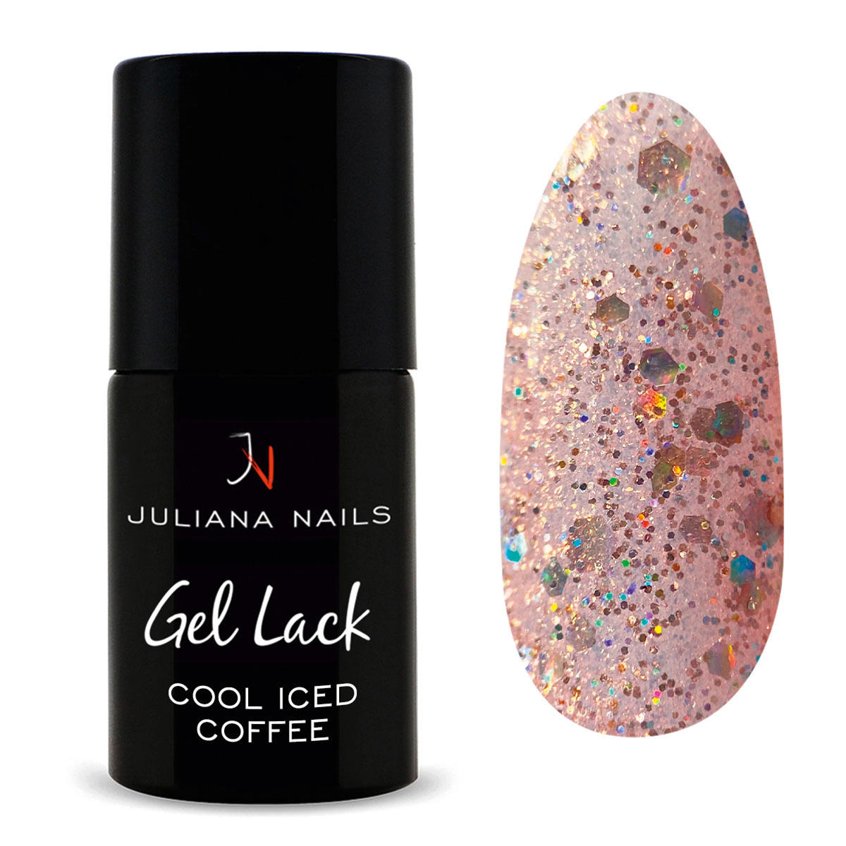 juliana nails gel lack glitter/shimmer cool iced coffee, flasche 6 ml caffè freddo ghiacciato