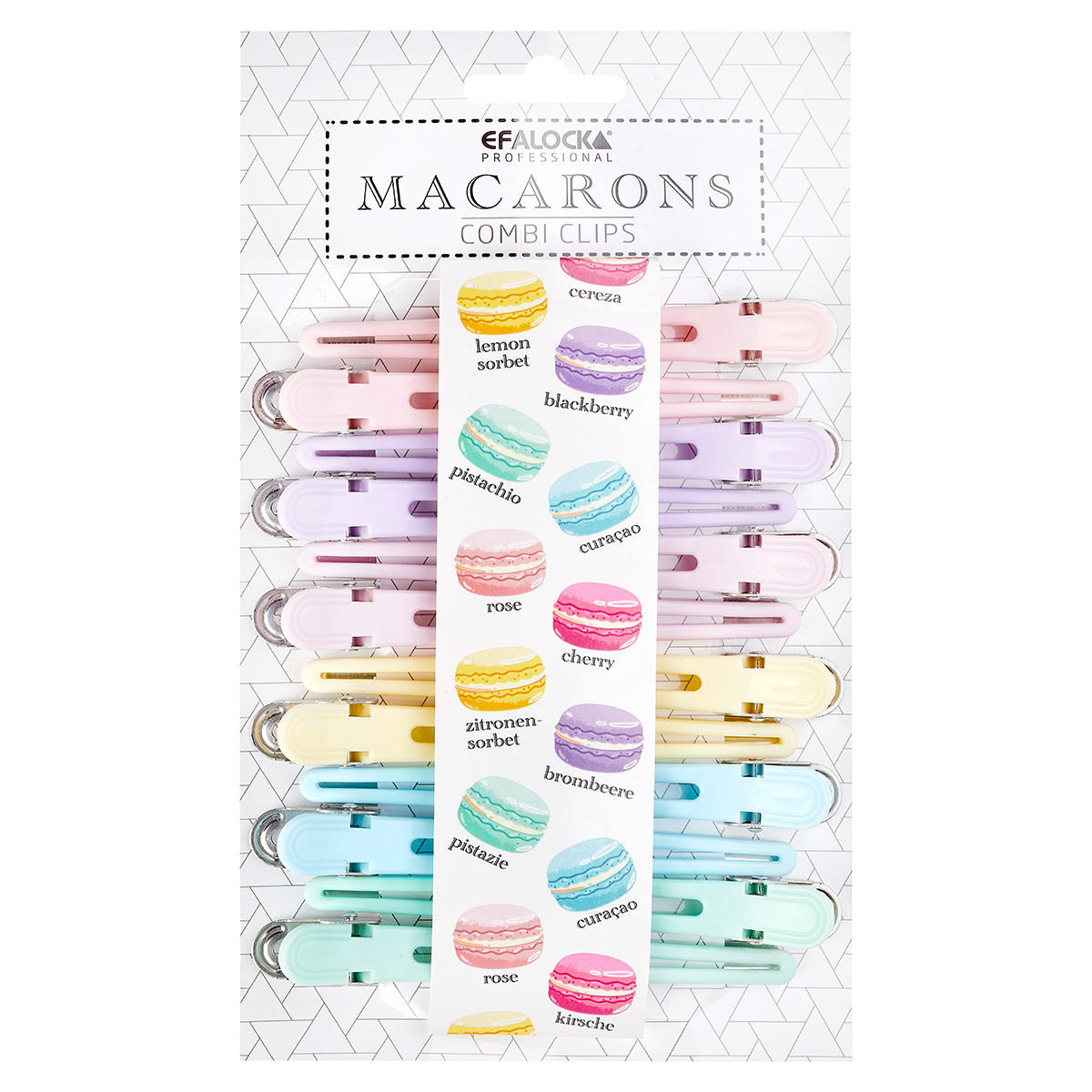 Efalock Macarons Clip a scomparto combinate assortite pastello, 6 x 2 pezzi