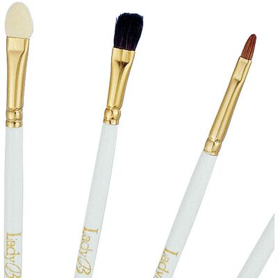 Set Pennelli Lady B. - Eyeliner, Labbra, Ombretto - 16cm Set Pennelli Lady B. - Eyeliner, Labbra, Ombretto - 16cm