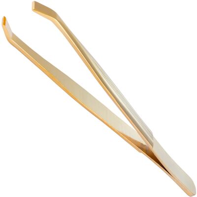 Pinzette per sopracciglia curve placcate oro - 9cm Pinzette per sopracciglia curve placcate oro - 9cm