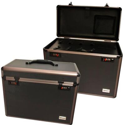 Cassetta degli attrezzi in alluminio Black Shadow - Bloccabile, Angoli di protezione, 42x21x33cm Cassetta degli attrezzi in alluminio Black Shadow - Bloccabile, Angoli di protezione, 42x21x33cm
