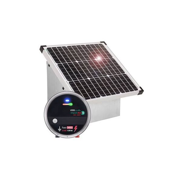 set: pannello fotovoltaico da 35 w voss.farming con scatola + elettrificatore impuls duo dv 80