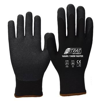 Guanti da lavoro NITRAS ""SNOW FIGHTER”, guanto invernale - nylon, nero, Taglia 9