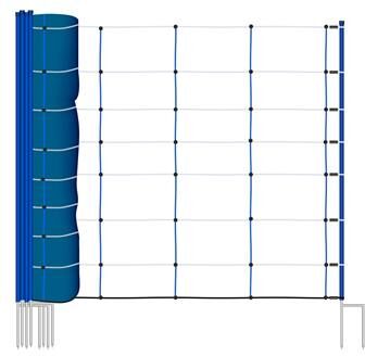 Rete per pecore AKO TitanNet Premium, 50 m, 108 cm, 14 pali rinforzati, 2 punte, montanti rigidi, blu-arancione