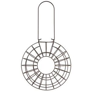 Distributore rotondo di polpette di sego per uccelli, fino a 10 polpette, metallo, Ø 24 x 8 cm, nero