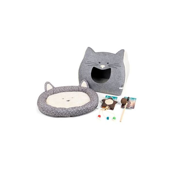 set da gioco per gatti voss.pet eco cat toy 3, con lettino, grotta e 2 giochi per gatti