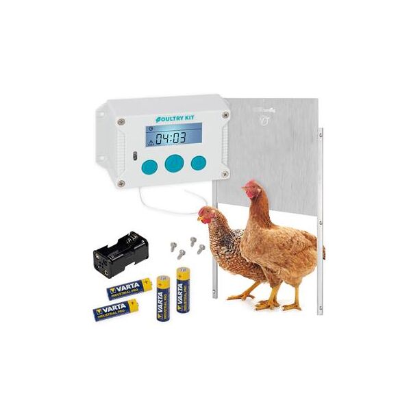 voss set: apriporta automatico poultry kit voss.farming per pollaio + porta scorrevole 430 x 400 mm