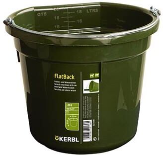 Kerbl Secchio per mangime e acqua FlatBack, con scala graduata, 20 l, verde