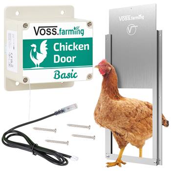 SET VOSS.farming ""Chicken-Door Basic"" + porta scorrevole, alluminio 220x330mm